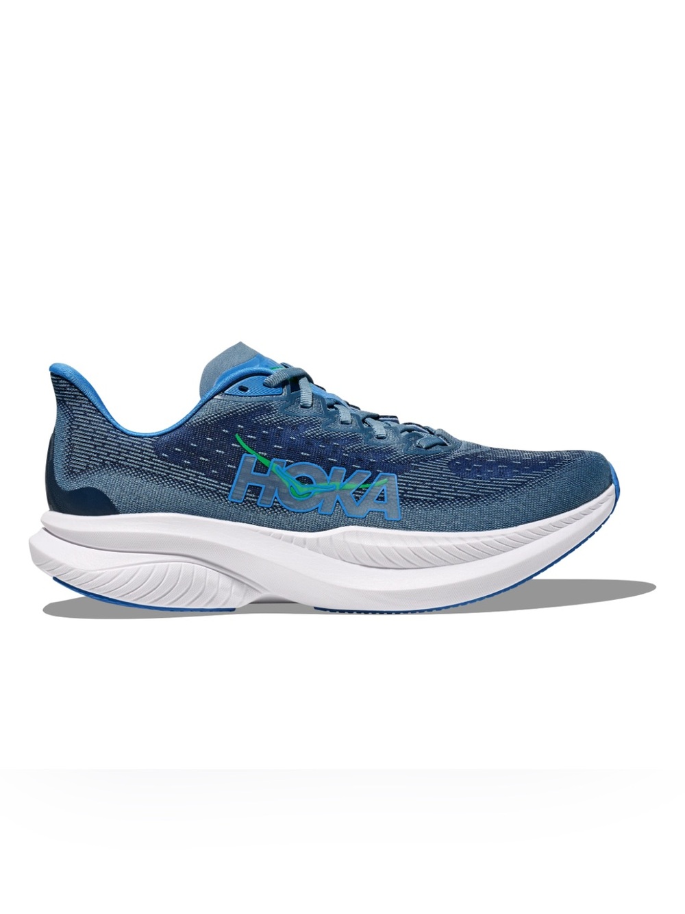 Hoka Men's Mach 6 Running Shoe Sneakers Downpour Thunder Blue Teal - 14